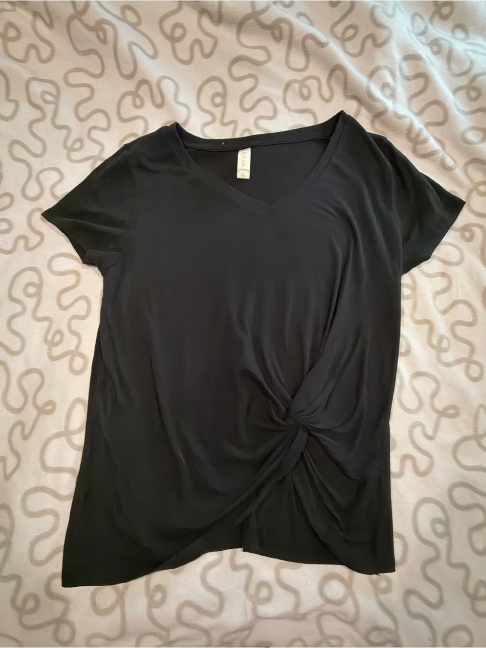Altar'd State Black V-Neck Short Sleeve Twist Front Tee